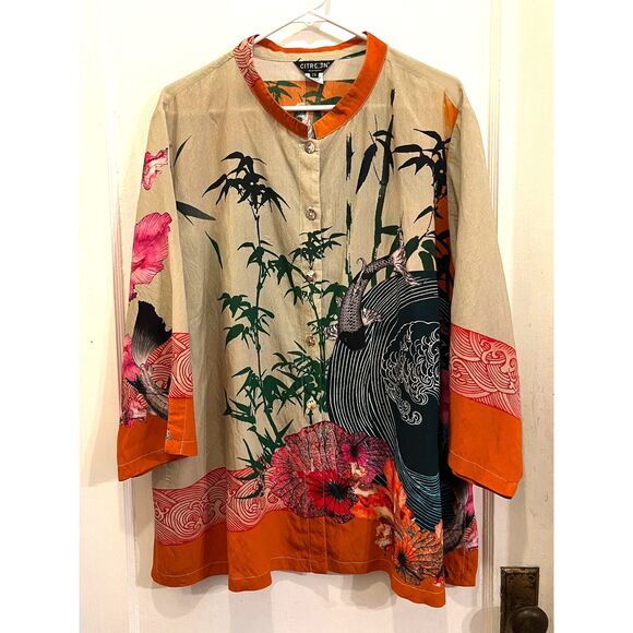 CITRON Santa Monica Multicolor Floral Button Up Shirt  Women's Size 2X - Picture 2 of 11